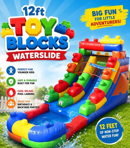 12ft Toy Blocks Waterslide (S57)